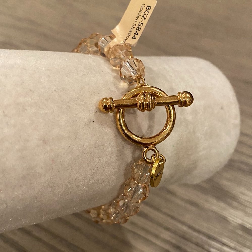 New Authentic Chan Luu Swarovski Crystal Toggle Stretch Bracelet